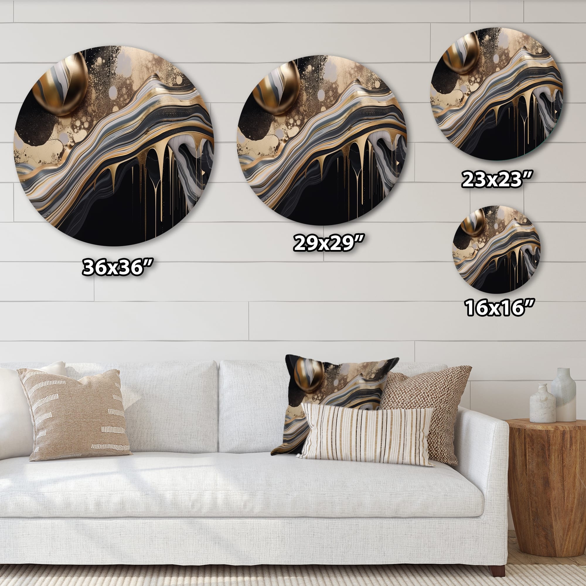 Designart "Back And Gold Mesmerizing Marble" Abstract Marble Metal